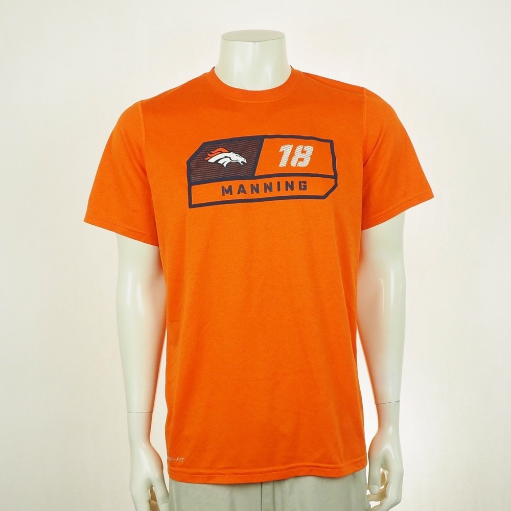 Nike Denver Broncos Peyton Manning NFL Tee Shirt Mens Medium Orange Dri-Fit